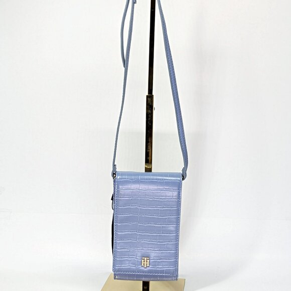 Tommy Hilfiger Julia Phone Crossbody Crocodile Blue Stone (MSRP $78) - Picture 2 of 9